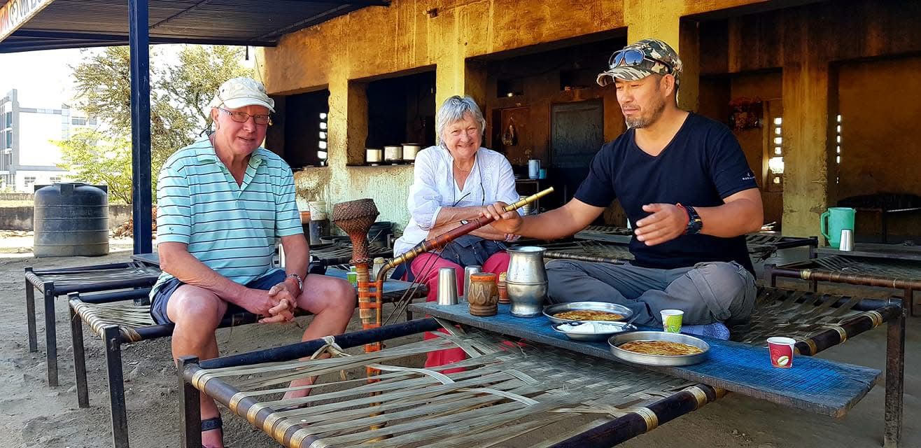 Abdul Rashid with international tourists during a wildlife expedition in Ladakh