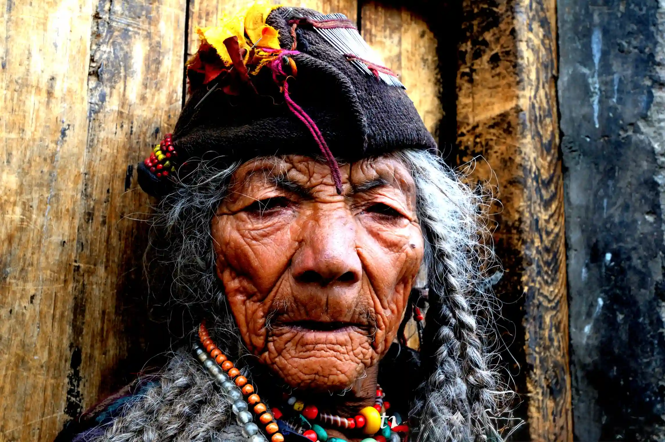 Portrait of an elderly woman from a Himalayan community